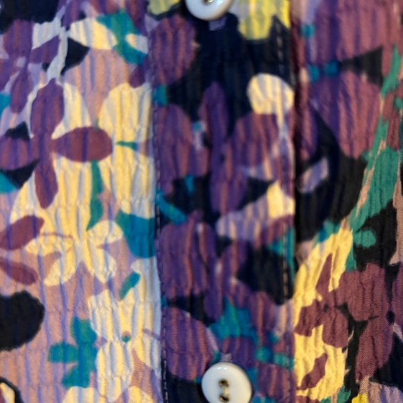 Ladies Alia blouse XL multicolor poplin‎ cotton blend crinkle floral vacation - Picture 8 of 8